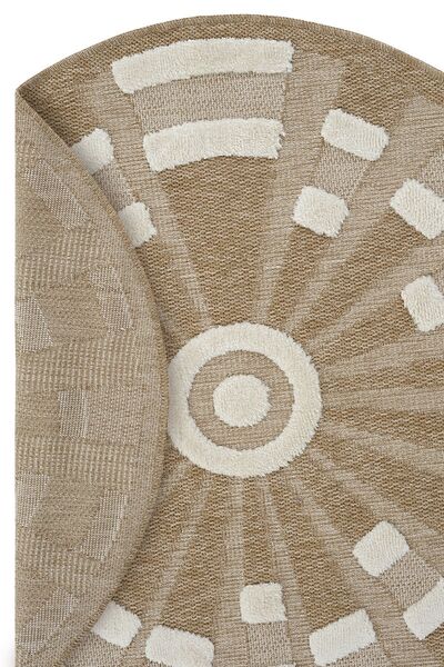 Cool Halı Safari 677 Beyaz Iskandinav Yuvarlak Dekoratif Etnik Halı Natural Mutfak Halısı Rüstik Retro Halı