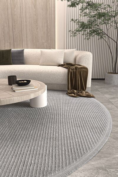 Cool Halı Vetrina 3603 Gri Yumuşak Doku Halı Kilim Salon Mutfak Koridor Kesme Yolluk Yuvarlak Makine Halısı