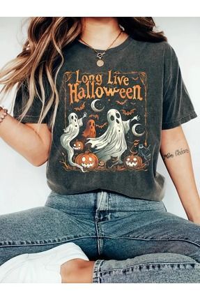 WOODROFFE Kad n Cad lar Bayram Halloween Temal Bisiklet Yaka Oversize Sala Boyfirend Siyah T shirt Fiyat Yorumlar Trendyol