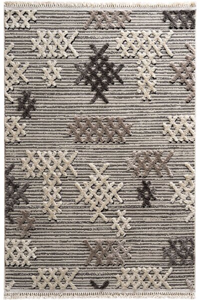Cool Halı Sakura 2205 Gri Hav Toz Vermez Etnik Desenli Modern Dokuma Bukleli ...