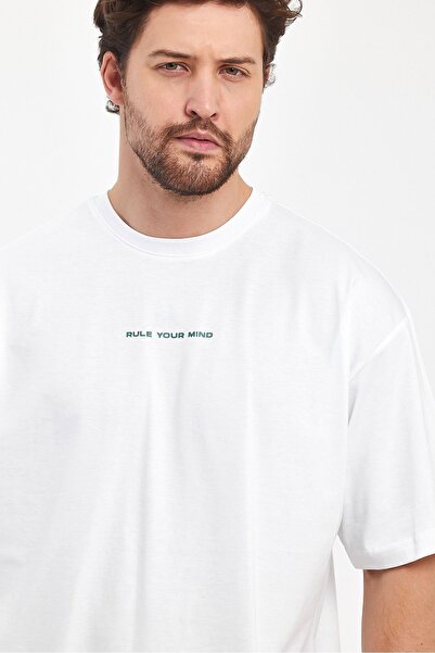 THE RULE Unisex Rule Your Mind Printed Oversize 100% Cotton Wide Cut Soft Textured Crew Neck T-Shirt