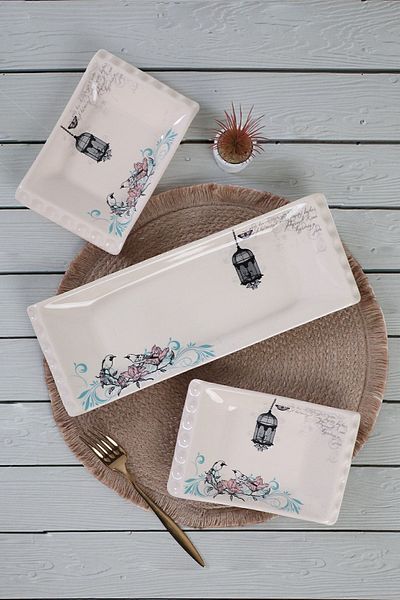 Keramika Retro Boat Plate 18-33 Cm 3 Pieces