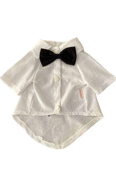 meowuf 1-11 Kg White Shirt - Black Bow Tie, Cat and Dog Outfit