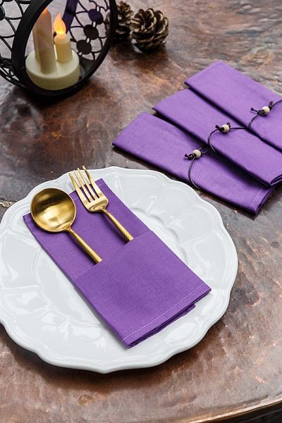 Arma House Șervețel de servire din țesătură organică violet din 4 bucăți