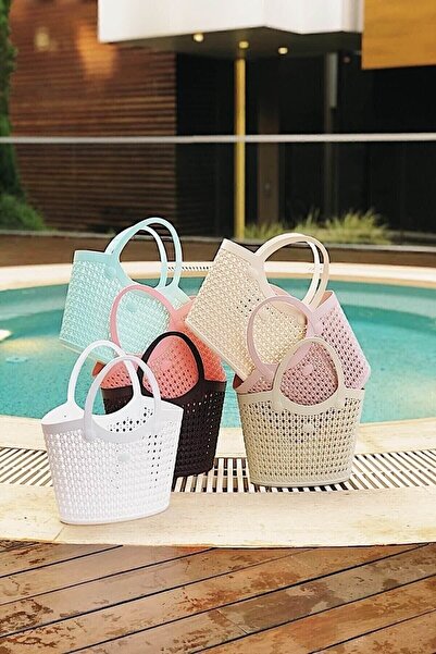 Arma House Пластикова пляжна сумка з сітчастим візерунком невеликого розміру білого кольору 2451-23