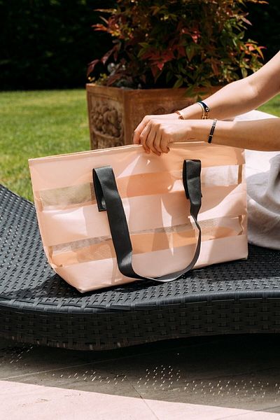 Arma House Tote Bag Rose Striped Transparent Xl Beach Bag
