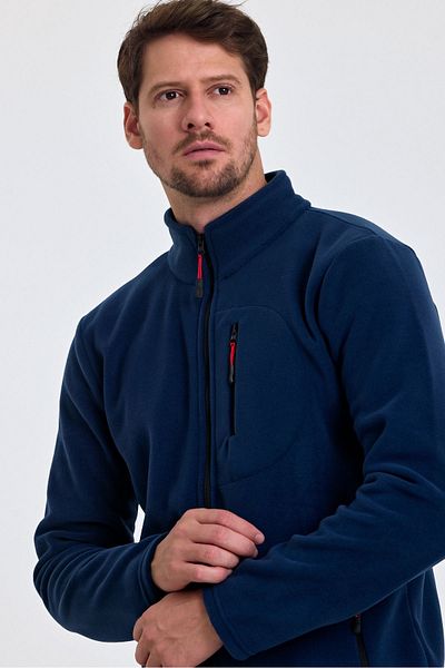 COMBİNE MİCHAİL Pánský fleece Indigo Color 3 Pocket Full Zipper