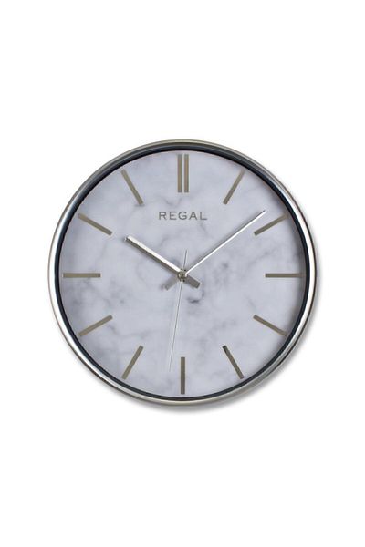 Ultima Regal Onyx Marble Patterned 30cm White Wall Clock