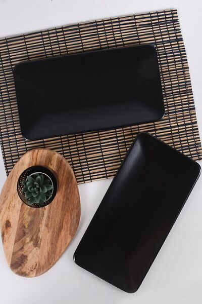 Keramika Farfurie Barca Siera Neagra Mat 33 Cm 2 Bucati