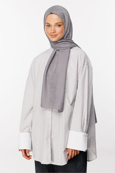 Mooncorn Artemis Patterned Gray Silky Jacquard Shawl
