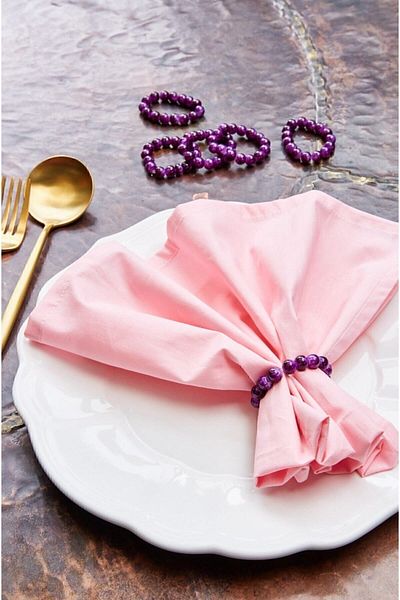 Arma House 6-Piece Plum Glass Pearl Napkin Ring