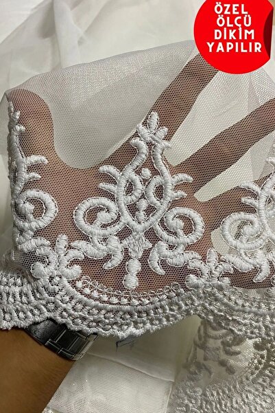 Emes Arne منقوشة من التول اللامع - مطرزة/منقوشة، إكرو/أبيض فاتح، 1/3 زراعة بط...