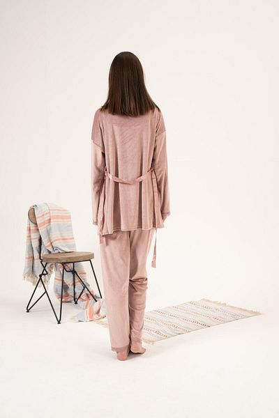 Estiva Velvet Winter Pajamas and Dressing Gown Set - 3 Pieces