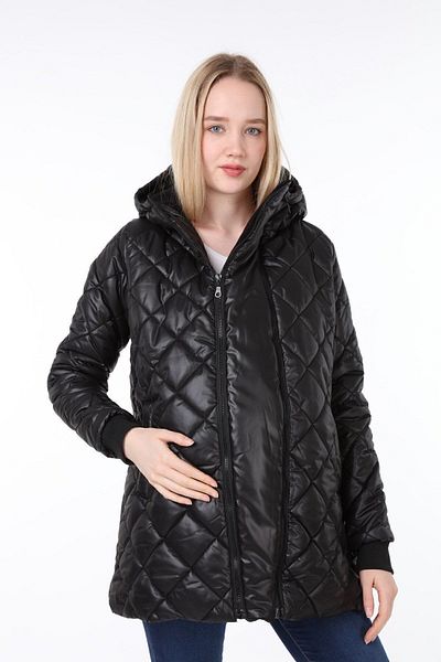 Luvmabelly Myra7800 Black Maternity Coat - Quilted