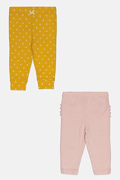 Carter's Toddler Girls 2 Piece Printed Pull on Pants, Yellow