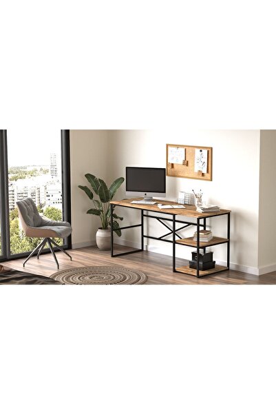 Yurudesign Voyage Metal Çalışma Masası Raflı 160cm Vg28-a Çam