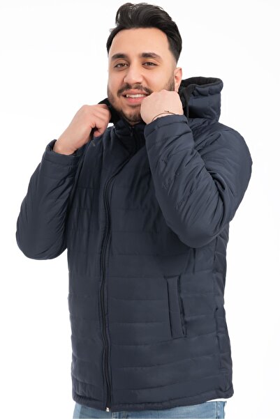 Royalside Men's Navy Blue Winter Coat - Fleece, Detachable Hood, Fur, Waterpr...