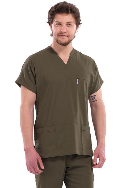 Alsancak Üniforma Ανδρικό Χακί Lycra Thin Fabric Scrubs Doctor Nurse Τζέρσεϊ χειρουργική στολή με νυχτερίδα