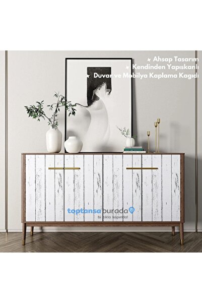 TechnoSmart 45cm×300cm Kendinden Yapışkanlı Ahşap Görünümlü Kaplama Kağıdı Mutfak Dolap Masa Duvar