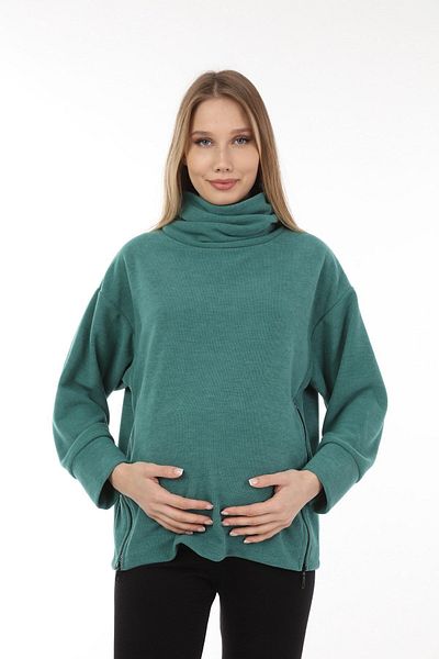 Luvmabelly Myra4281 Zippered Maternity Sweatshirt - green