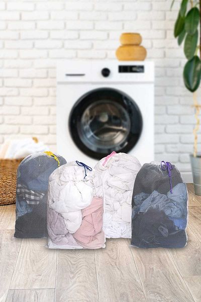 Özlem Toys 4 Pieces Lux Colored Threaded Laundry Net 40x60 Cm
