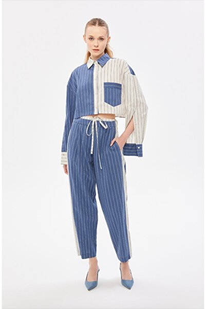 Berr-ın Blok Renk Detaylı Çizgili Pantolon