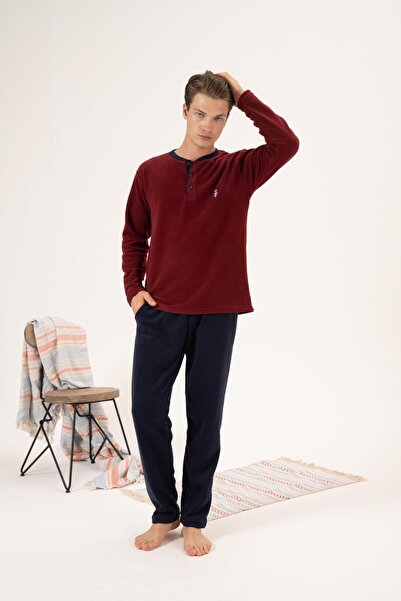 Estiva Men's Fleece Pajama Set - Winter, Buttoned Collar