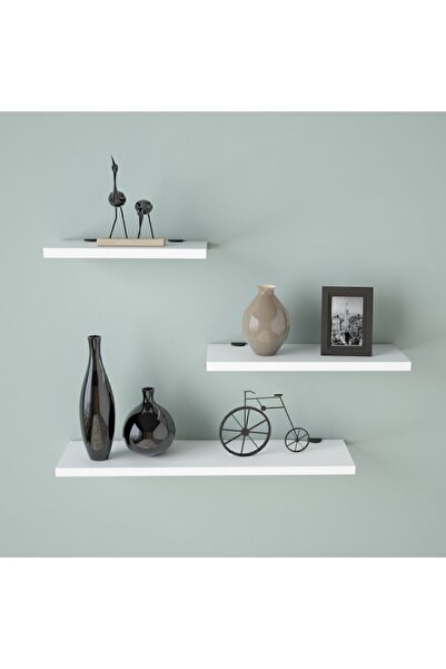 Yurudesign 3'lü Uçan Duvar Rafı Beyaz R17
