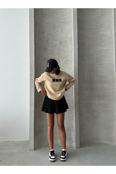 Cappmoda SWT-14268 - Βασικό φούτερ με τρεις κλωστές ανάγλυφο με μοτίβο βιζόν