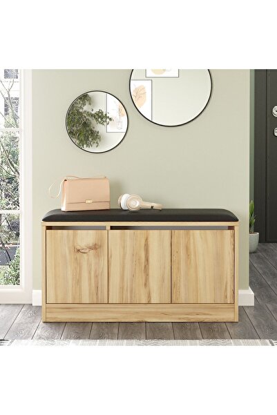 Yurudesign More Puflu Ayakkabılık 3 Kapaklı Dolap 90cm Keçe Mr2-ke