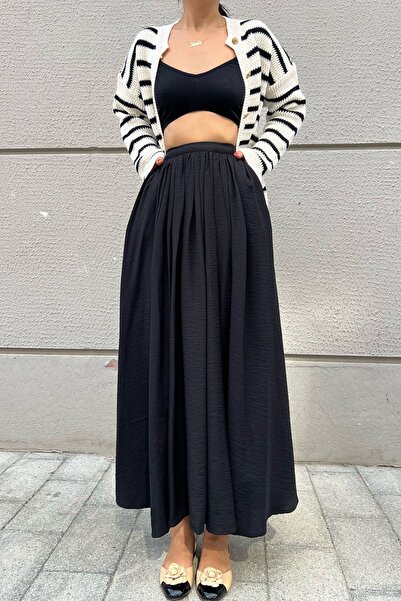 Seda Yalçın Atelier Long Black Pocket Skirt