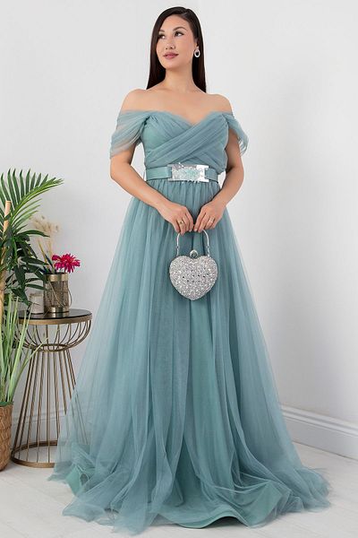 PULLIMM Tulle Strap Belted Dress - ESP051