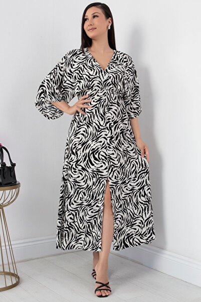 PULLIMM Viscose Double-breasted Collar Dress - VRN7625