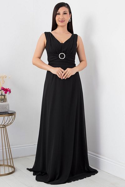 PULLIMM Rochie de seara din sifon cu decolteu in V - talie adunata si inchidere cu catarama 13454