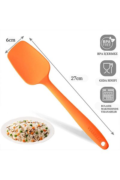 viarella Silicone Spoon Spatula Set 6 Pieces Fireproof Non-Stick Anti-Scratch Orange