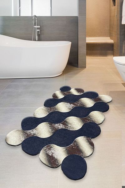 Chilai Home Circle Gold 70x120 cm Μοκέτα μπάνιου που πλένεται αντιολισθητική βάση Σετ τουαλέτας Djth