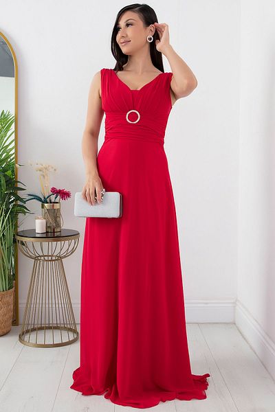 PULLIMM Rochie de seara din sifon cu decolteu in V - talie adunata si inchidere cu catarama 13454
