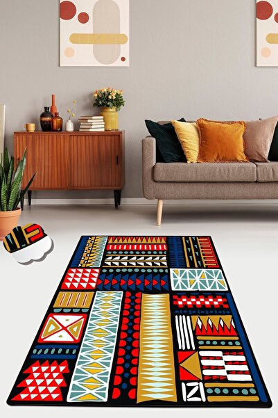 Chilai Home Asimetrik Colorful Dekoratif, Kaymaz Taban, Antibakteriyel, Yıkan...