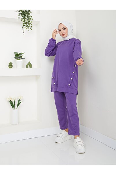 VOLT CLOTHİNG Crep női szett - gomb részletes