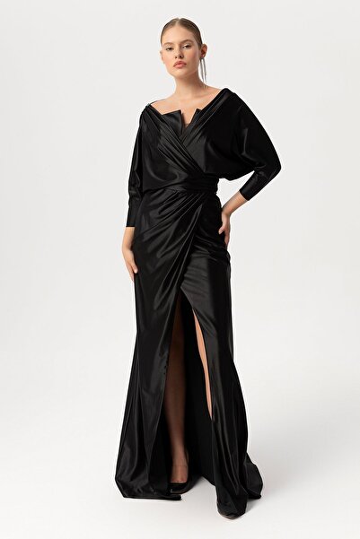 Sarı Etiket Σχέδιο βραδινό φόρεμα με μανίκια νυχτερίδας