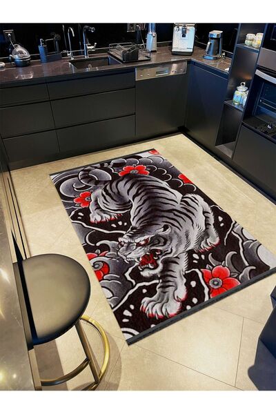 Rugs Modern Halı İnci Collection Gray Themed Tiger Patterned Woven Base Moder...