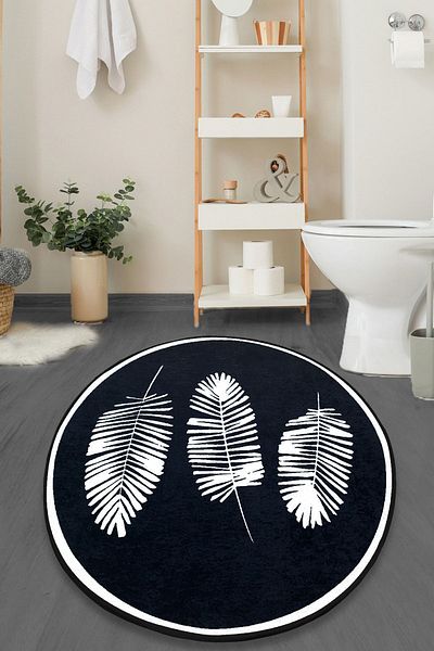 Chilai Home Hoja Negru Diametru 100x100 Cm Covor Baie Djth