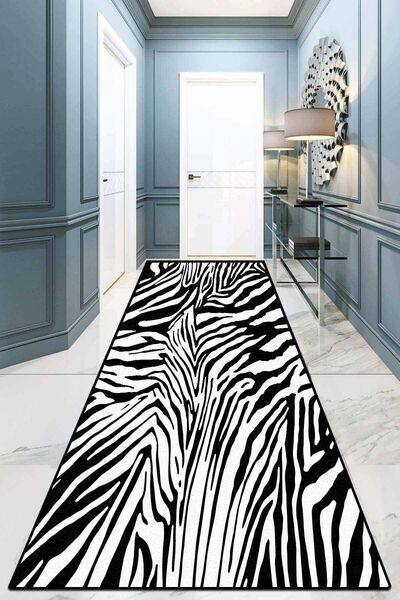 Chilai Home Zebra Yolluk Halı Yıkanabilir,kaymaz Tabanlı Kesme Rulo Halı Yoll...