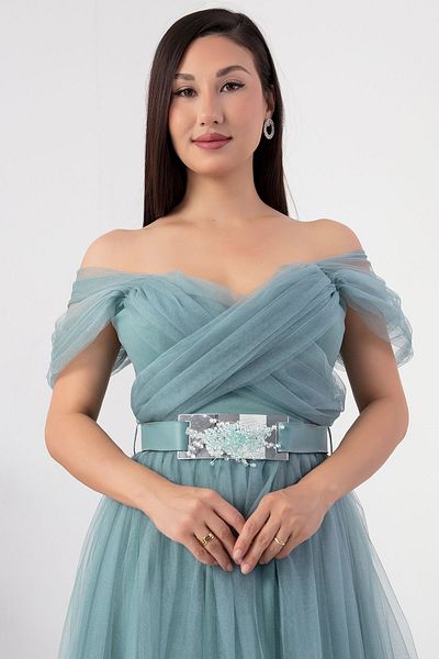 PULLIMM Tulle Strap Belted Dress - ESP051