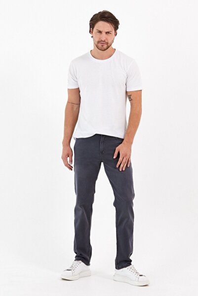 Digital Regular Cut Zippered Wide Leg High Waist Men's Gray Smoked Color Dad ...