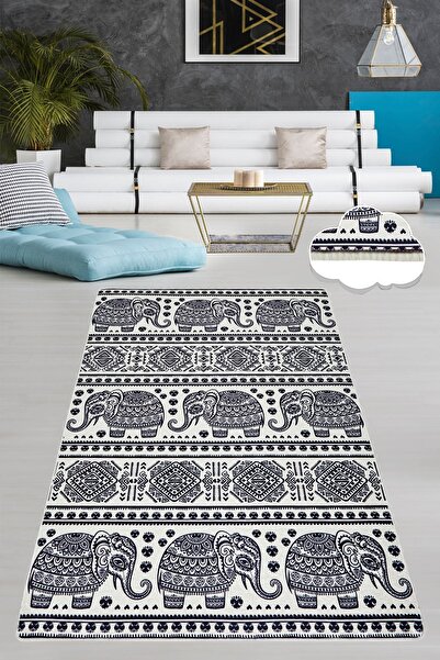 Chilai Home Elephant Dekoratif Marka Yıkanabilir Kaymaz Taban Halı Djth