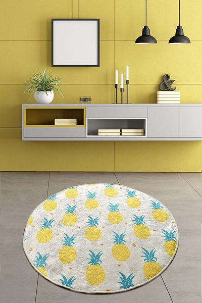 Chilai Home Μοκέτα μπάνιου με σχέδιο ανανά 100 cm - Πλένεται και αντιολισθητική βάση