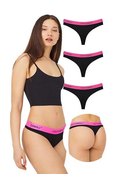 Cottonhill Cotton Basic Women's Thong Panties 3-Pack - 2