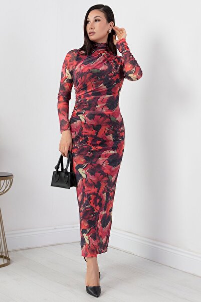 PULLIMM Long Sleeve Tulle Dress - Gathered Waist, Grs3328