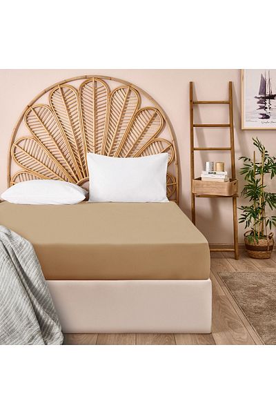 Evidea Milky Brown Single Soft Sheet - Elastic, 100X200 cm